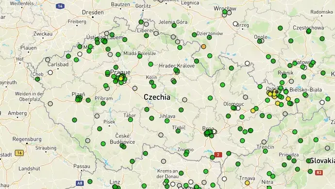 Mapa kvality ovzduší ČR aneb jak se nám tu dýchá